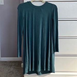 Teal ribbed long top
